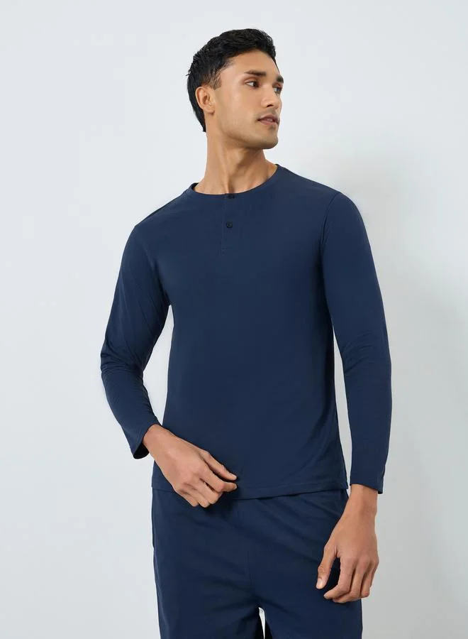 ستايلي طقم بيجاما من شورت وتيشيرت بأكمام طويلة